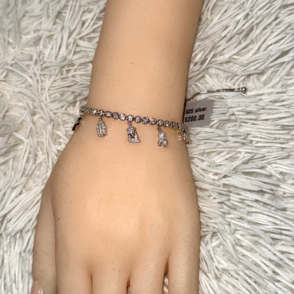14k White Gold Vermeil Bolo Adjustable Christmas Jewelry Gift, Cross Religious